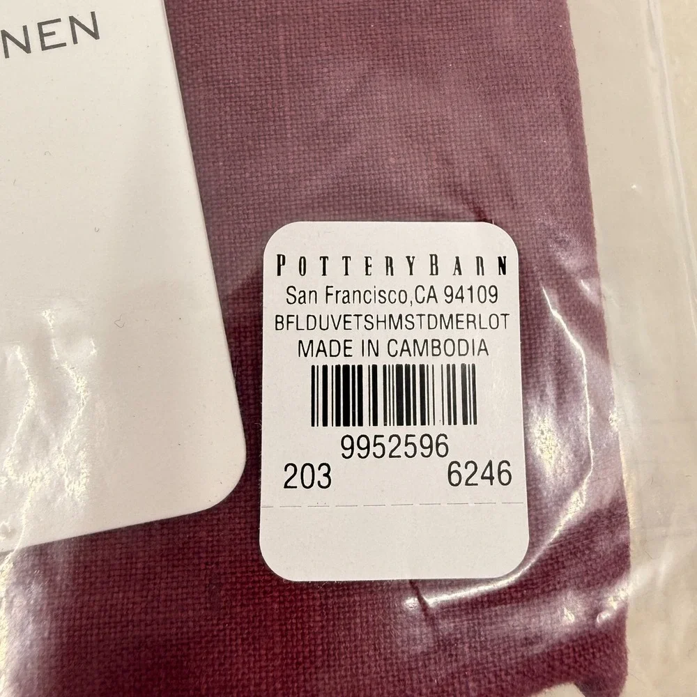 Pottery Barn Merlot Belgian Flax Linen Standard Shams Set Of 2 Luxury NEW